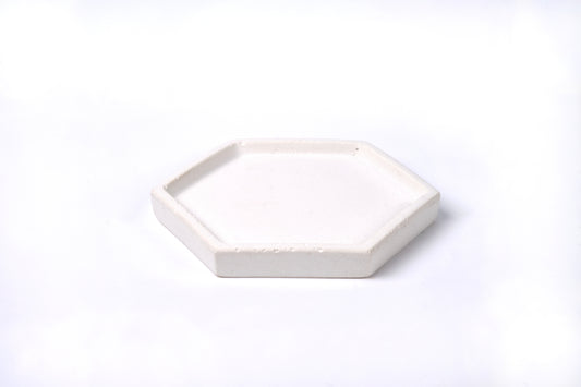 Concrete hexagon tray / accessory holder (small) - "white"