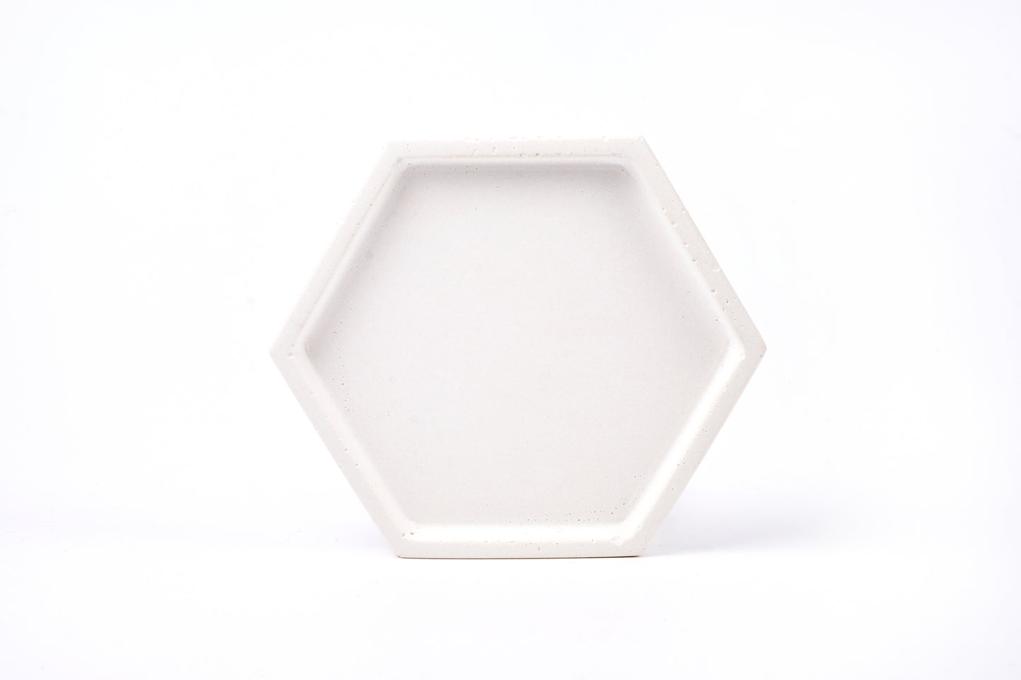 Concrete hexagon tray / accessory holder (small) - "white"
