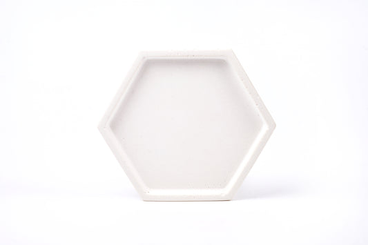 Concrete hexagon tray / accessory holder (small) - "white"