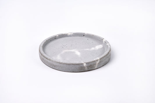 Concrete round tray / accessory holder (small) - "marble grey"
