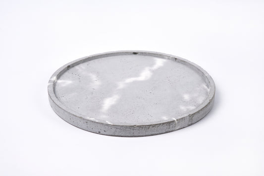 Concrete round tray / accessory holder (large) - "marble grey"