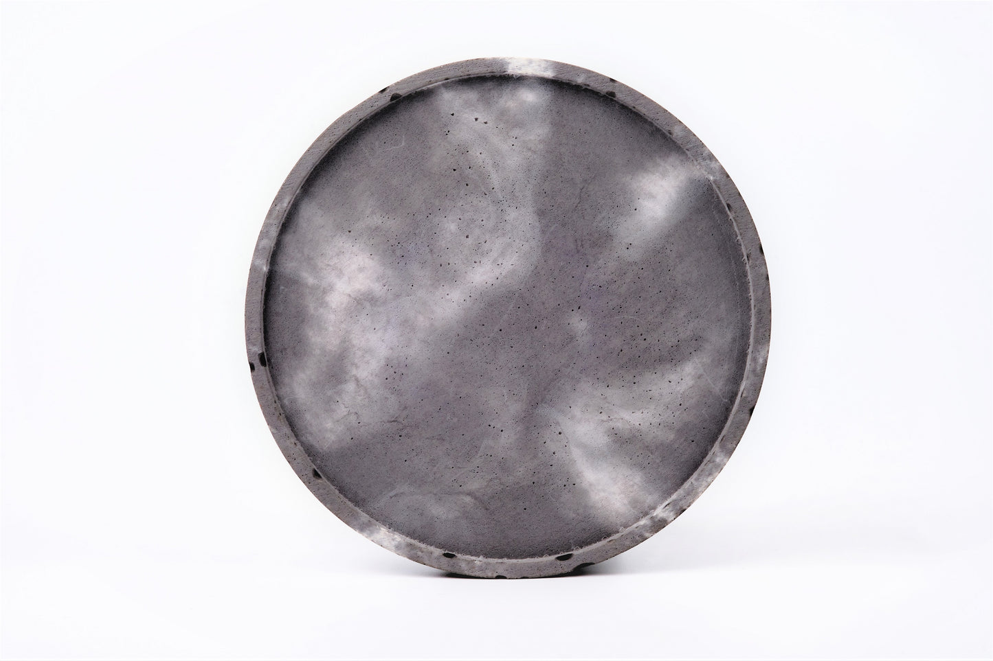 Concrete round tray / accessory holder (large) - "thunderstorm"