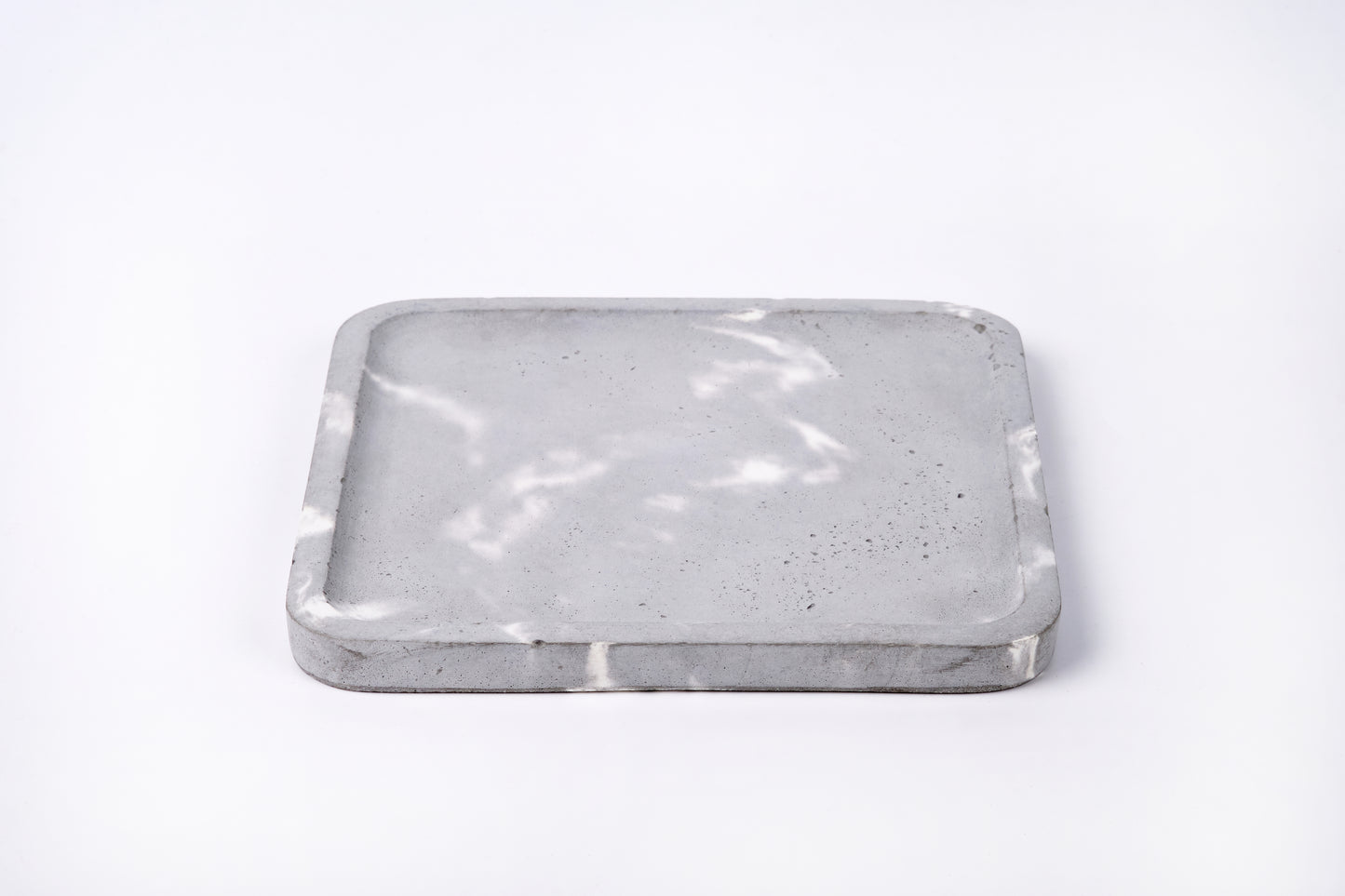 Concrete square tray / accessory holder (large) - "marble grey"