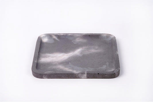 Concrete square tray / accessory holder (large) - "thunderstorm"