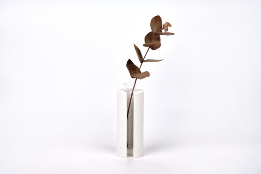 Concrete vase - round with slot - "white"