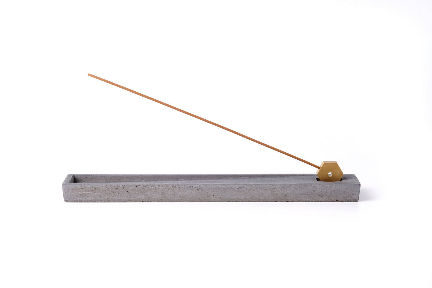 Concrete incense stick holder with brass (long+rectangle) - "dark grey"