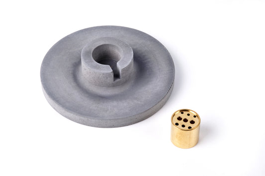 Concrete incense stick holder with brass (disc) - "dark grey"