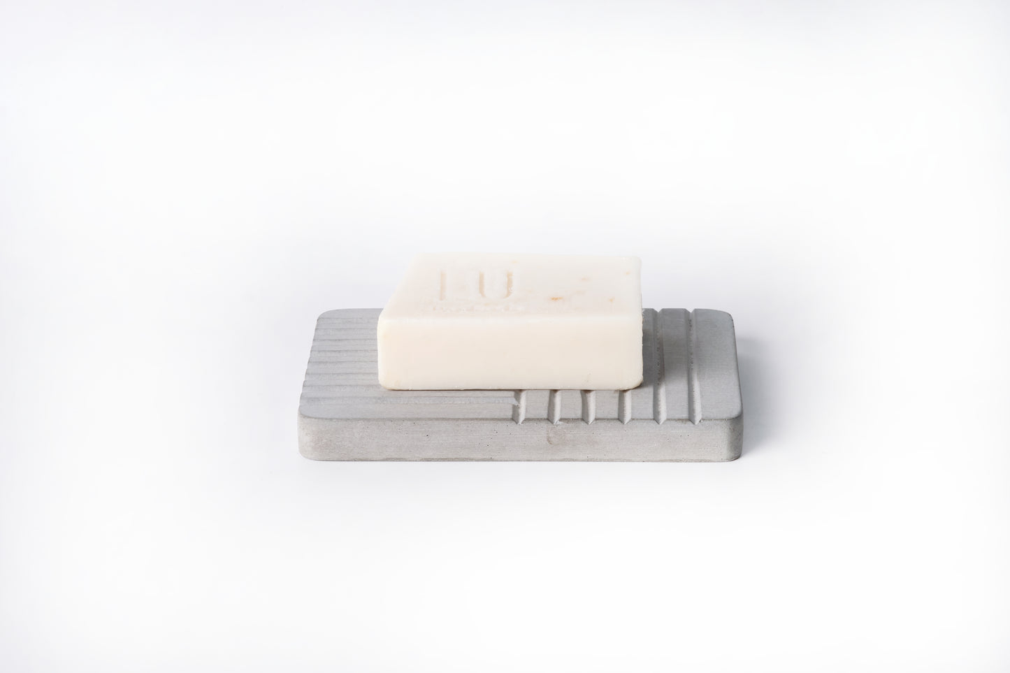 Concrete soap dish / holder (ridges design) - "grey"