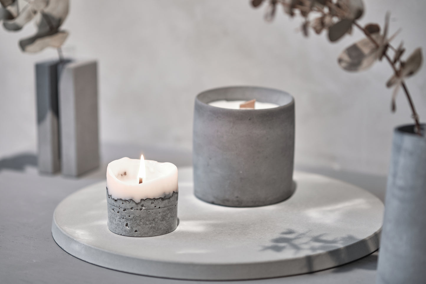 Concrete candle - "grey"
