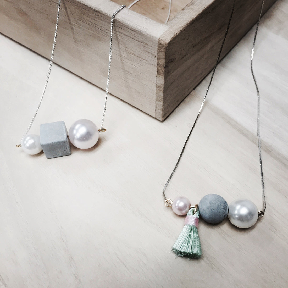 new idea on concrete necklace: crossover with pearl