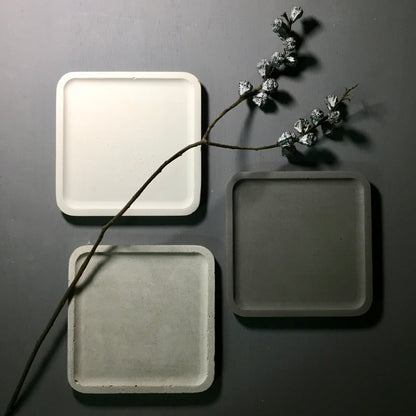 Concrete square tray / accessory holder (large) - "grey"