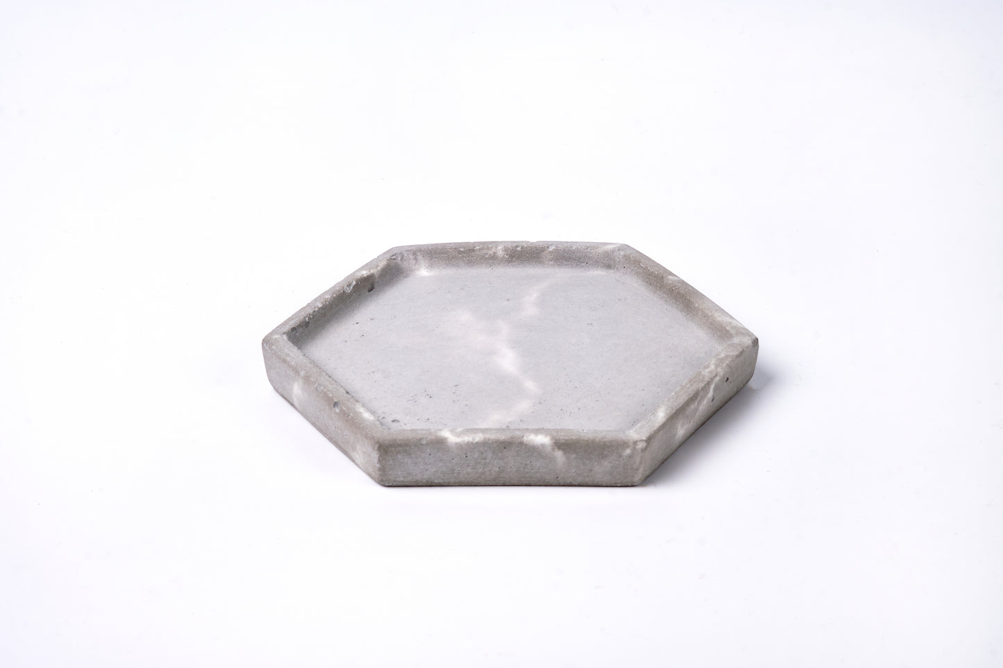 Concrete hexagon tray / accessory holder (small) - "marble grey"