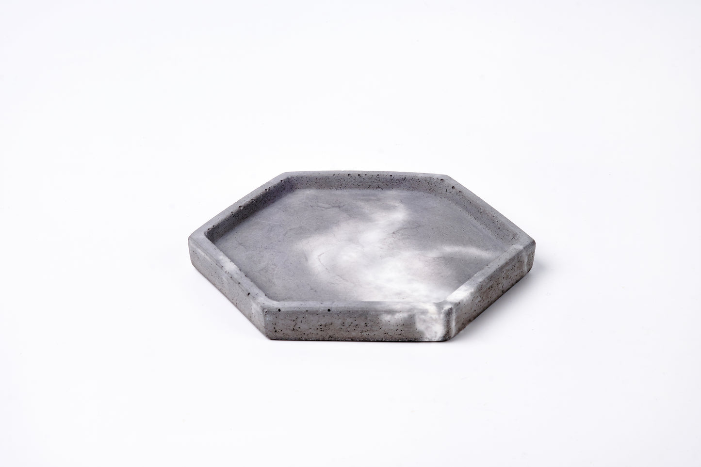 Concrete hexagon tray / accessory holder (small) - "thunderstorm"