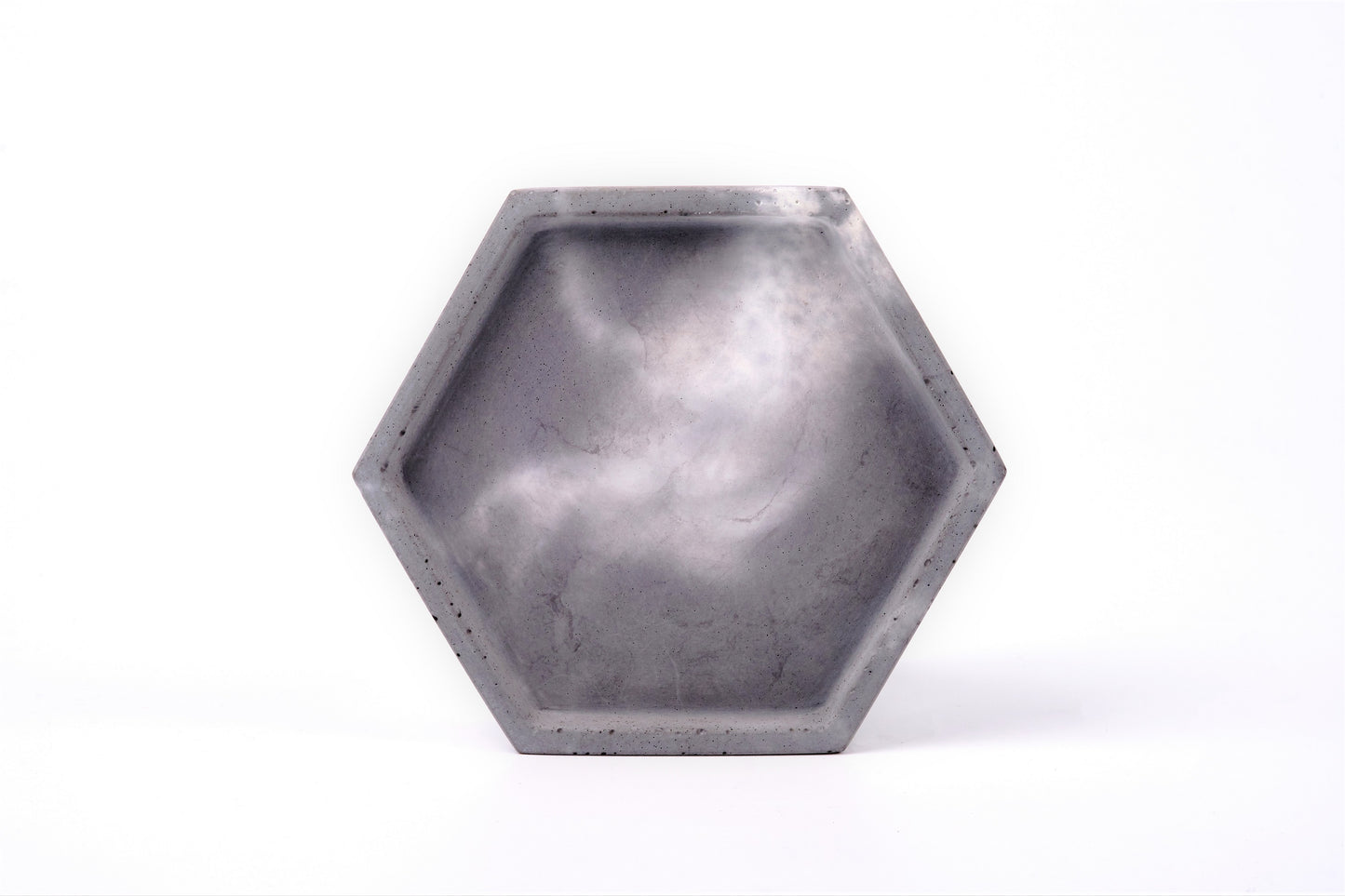Concrete hexagon tray / accessory holder (small) - "thunderstorm"