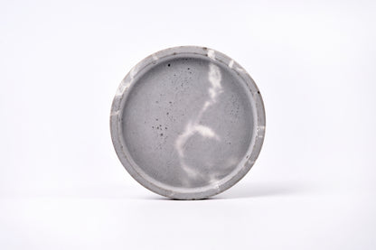 Concrete round tray / accessory holder (small) - "marble grey"