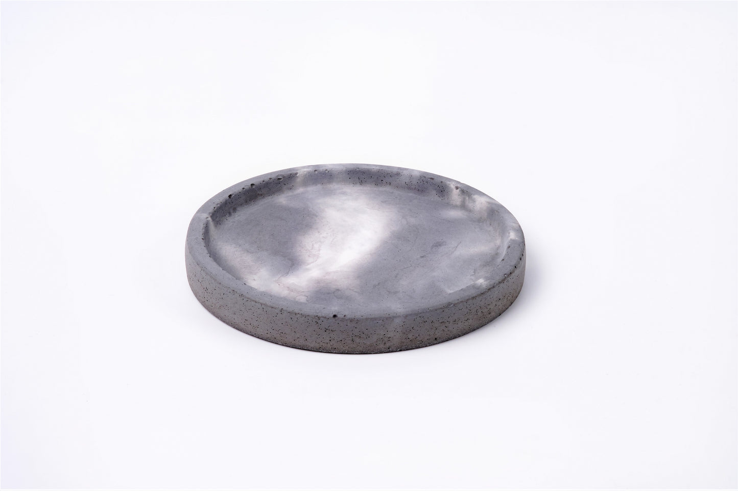 Concrete round tray / accessory holder (small) - "thunderstorm"