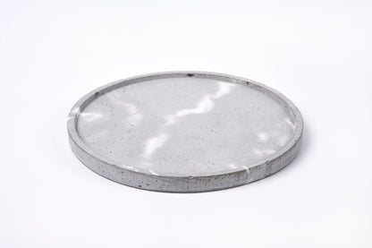 Concrete round tray / accessory holder (large) - "marble grey"