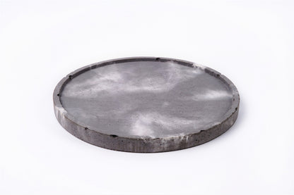 Concrete round tray / accessory holder (large) - "thunderstorm"