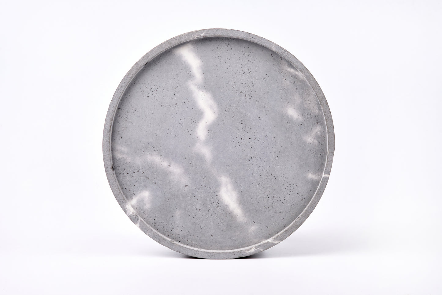 Concrete round tray / accessory holder (large) - "marble grey"