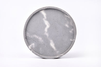 Concrete round tray / accessory holder (large) - "marble grey"