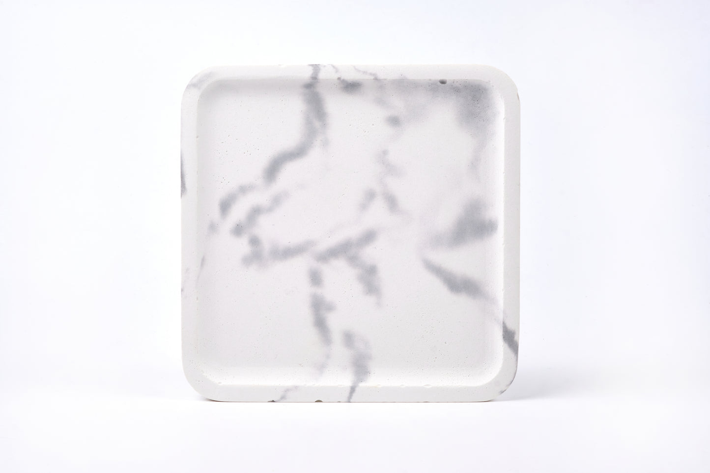 Concrete square tray / accessory holder (large) - "marble white"