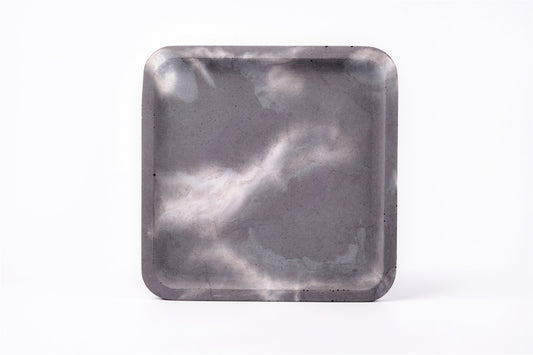 Concrete square tray / accessory holder (large) - "thunderstorm"