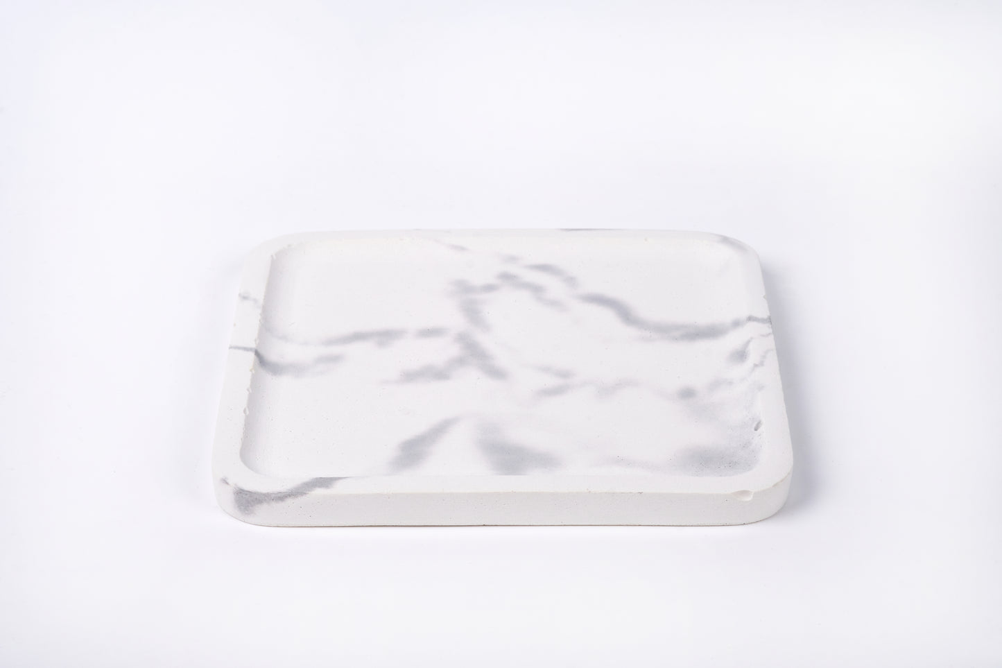 Concrete square tray / accessory holder (large) - "marble white"