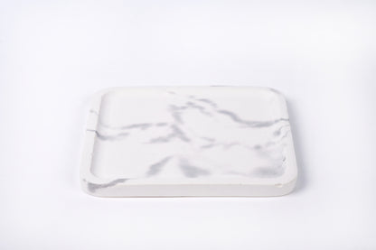 Concrete square tray / accessory holder (large) - "marble white"