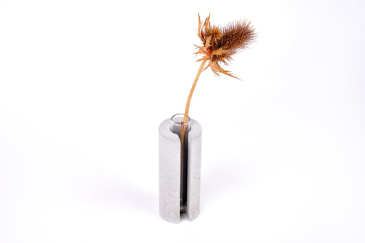 Concrete vase - round with slot - "grey"
