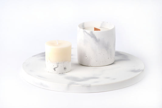 Concrete candle - "marble white"