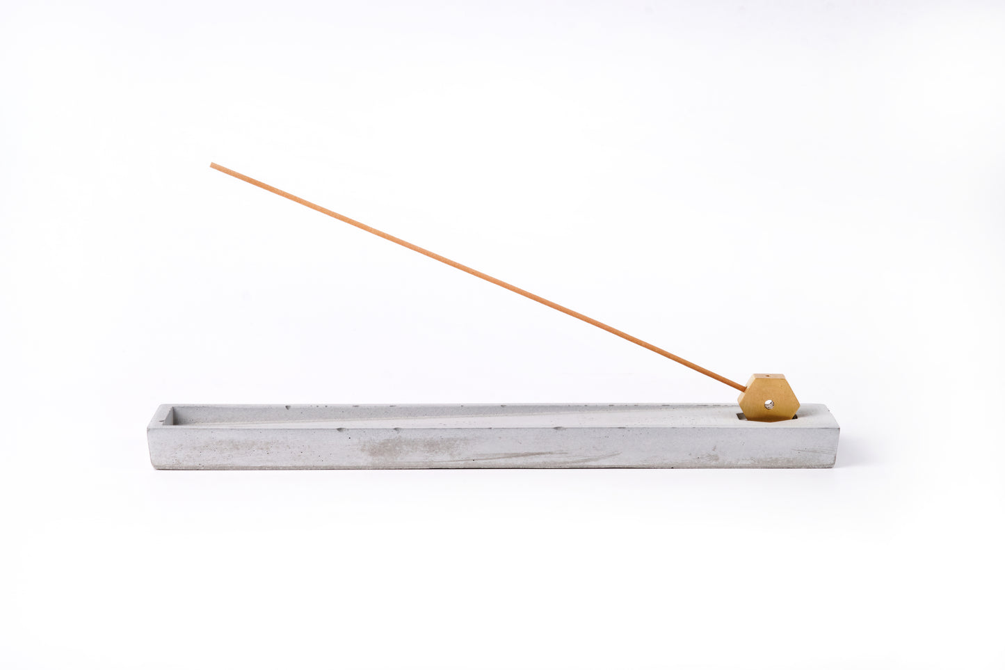 Concrete incense stick holder with brass (long+rectangle) - "grey"