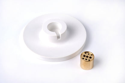 Concrete incense stick holder with brass (disc) - "white"