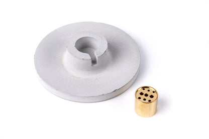 Concrete incense stick holder with brass (disc) - "grey"
