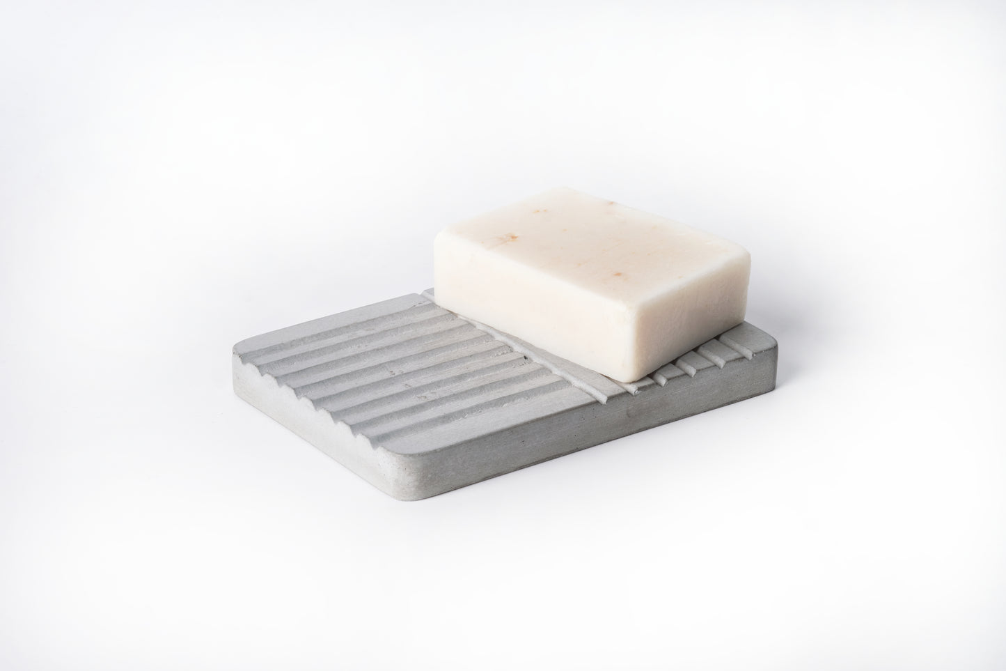 Concrete soap dish / holder (ridges design) - "grey"