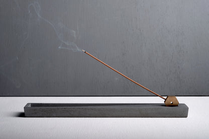 Concrete incense stick holder with brass (long+rectangle) - "dark grey"