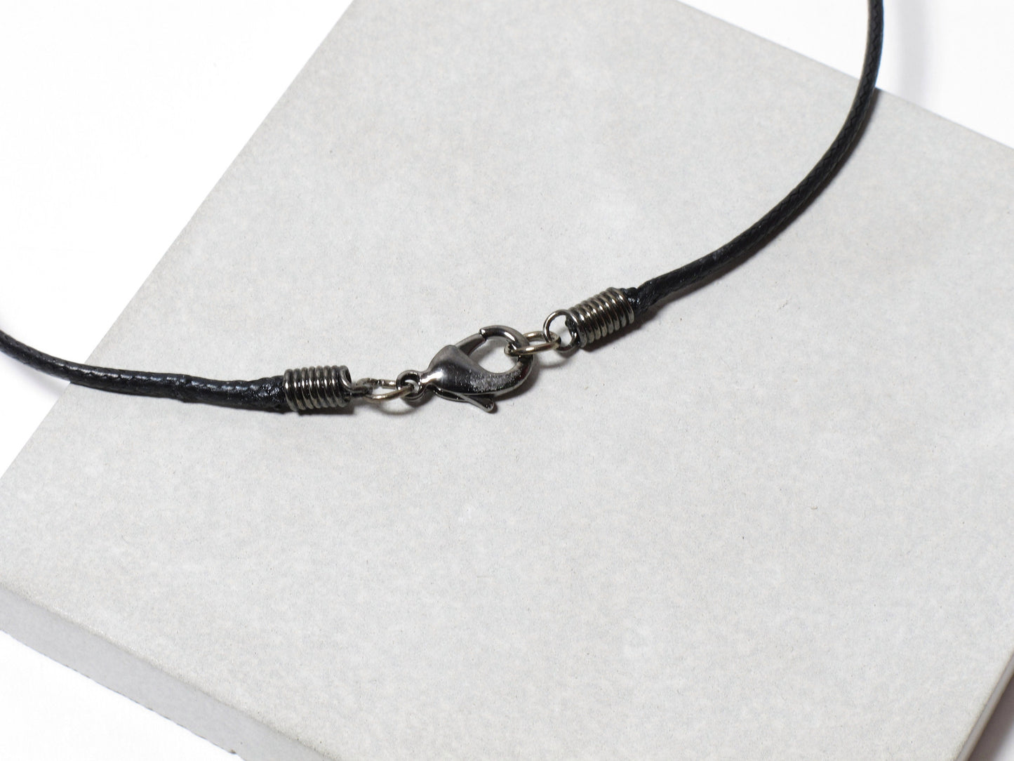 Black nylon necklace with hand sanded & polished concrete pendant (RT-001)