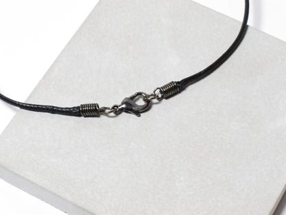 Black nylon necklace with hand sanded & polished concrete pendant (RT-003)
