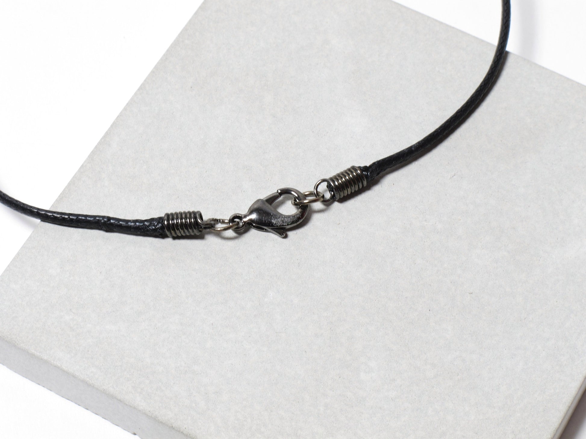 Black nylon necklace with hand sanded & polished concrete pendant (RT-004)