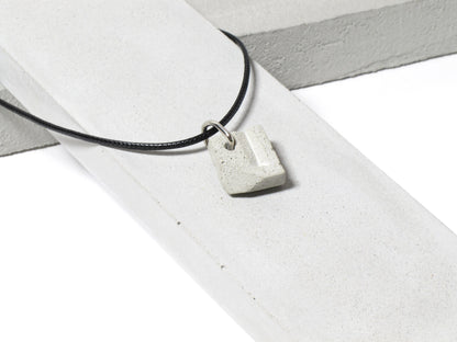 Black nylon necklace with hand sanded & polished concrete pendant (RT-004)