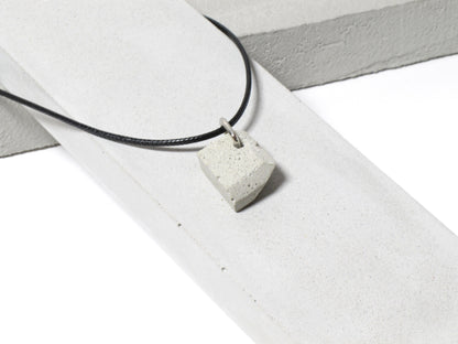 Black nylon necklace with hand sanded & polished concrete pendant (RT-004)