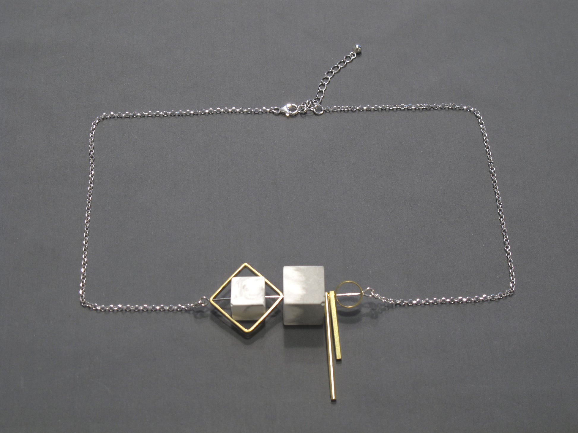 Marble Concrete x Brass Collection - Sterling silver necklace (MCB-001)