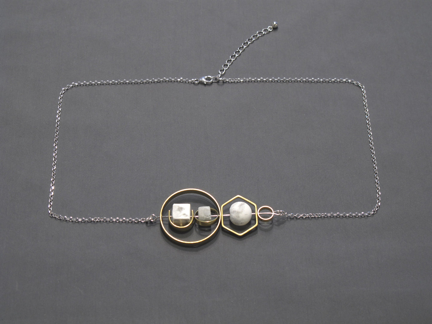 Marble Concrete x Brass Collection - Sterling silver necklace (MCB-003)