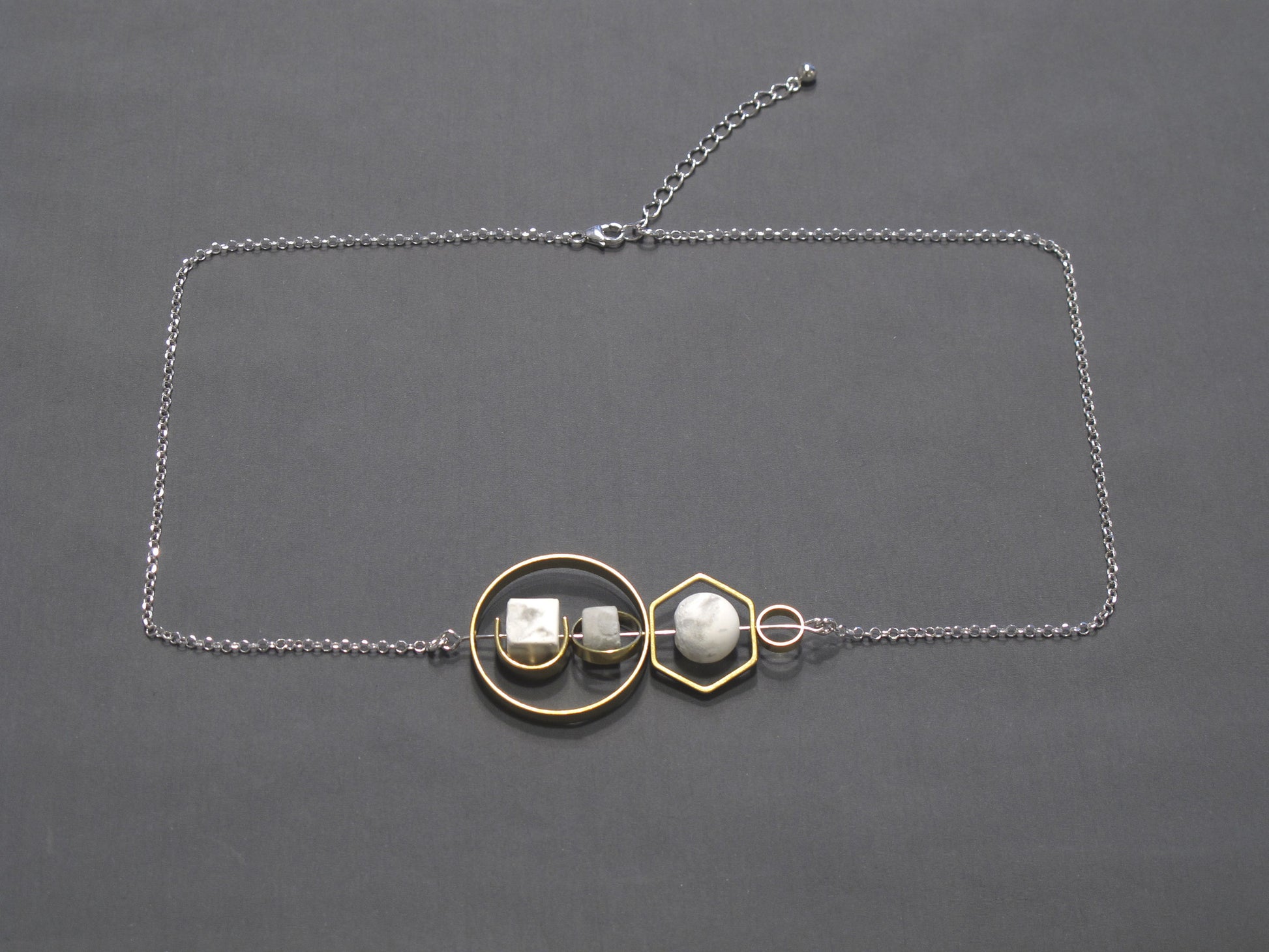 Marble Concrete x Brass Collection - Sterling silver necklace (MCB-003)