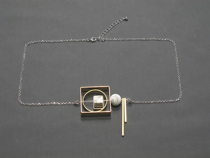 Marble Concrete x Brass Collection - Sterling silver necklace (MCB-005)