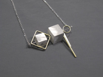 Marble Concrete x Brass Collection - Sterling silver necklace (MCB-001)