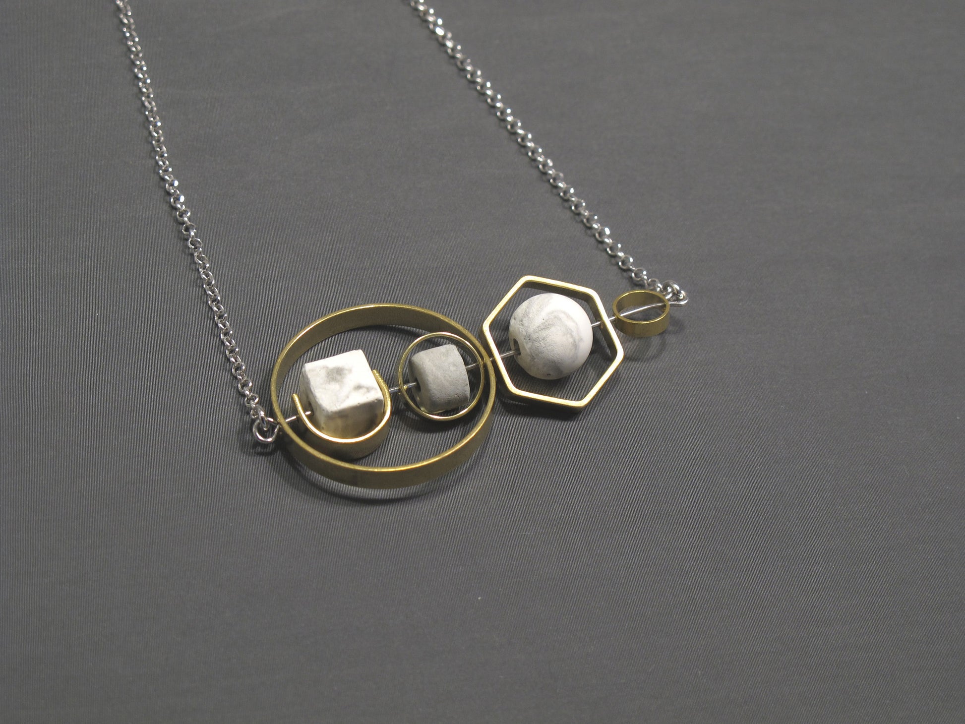 Marble Concrete x Brass Collection - Sterling silver necklace (MCB-003)