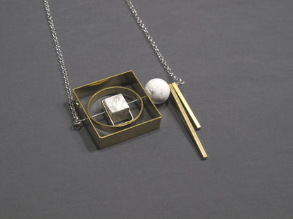 Marble Concrete x Brass Collection - Sterling silver necklace (MCB-005)