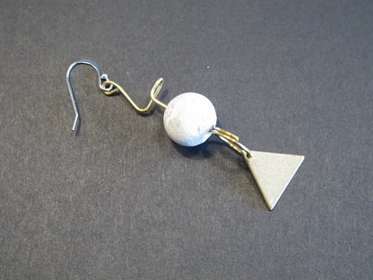 Marble Concrete x Brass Collection: Dangle and Drop Earring with Sterling Silver (MCB-102)
