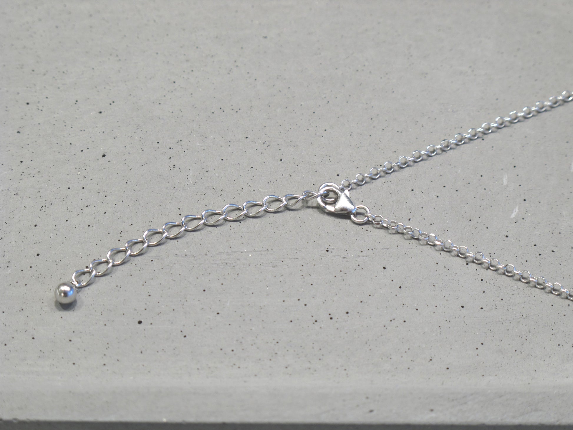 Minimal sterling silver necklace with Marbling concrete beads (Spheres)