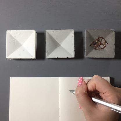 Fair faced Concrete - paperclip / pin / accessories holder, desktop organizer / small tray (Pyramid)